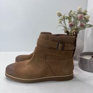 UGG Josefene Ankle Booties Distressed Suede Buckle Strap Chestnut Women 7